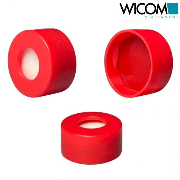 WICOM Snap cap, 11mm red, with Silicone/PTFE Septum red/white