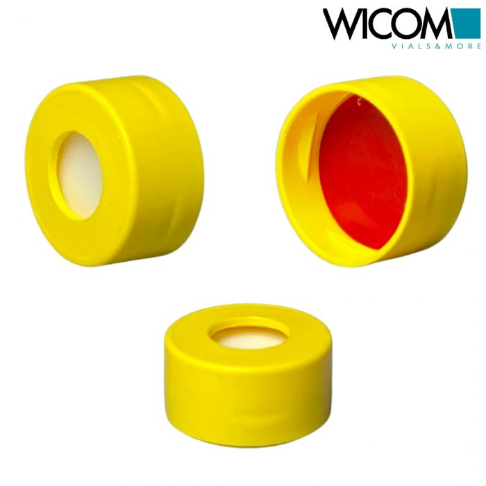 WICOM Snap cap, 11mm yellow, with Silicone/PTFE Septum red/white