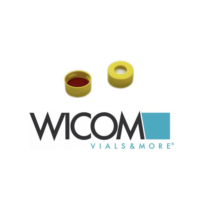 WICOM Snap cap, 11mm yellow, with Silicone/PTFE Septum red/white