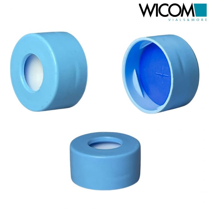 WICOM Snap cap, 11mm, blue, PP, with Silicone/PTFE septum, cross slitted (blue/w...