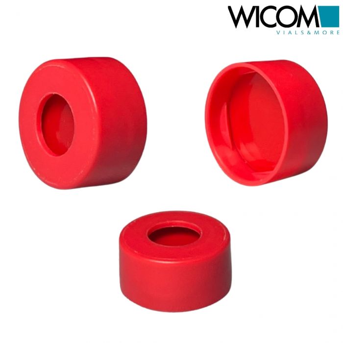 WICOM Snap cap, red, PP, for 11mm CRIMPSNAP vials with PTFE/Silicone/PTFE septum...