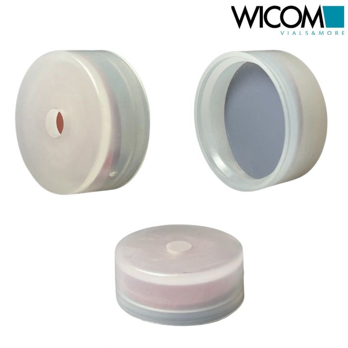 WICOM PE-snap cap, 20mm with rubber/PTFE septum 1,3 mm