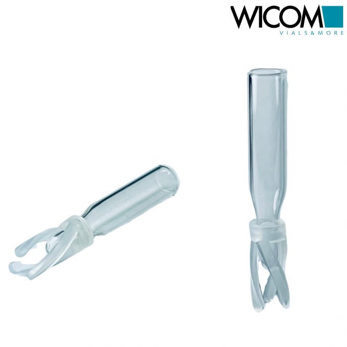 WICOM micro insert of glass, 200µl volume; 5.5mm AD, 29mm length, with spring, f...