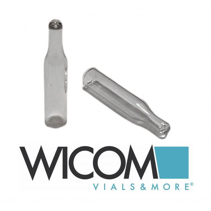 WICOM silanized micro insert of glass, 300µl, 6mm, conical 5.5mm AD, 29mm length...