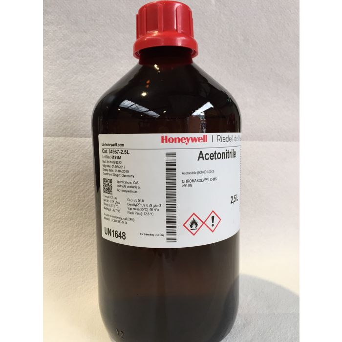Acetonitrile, CHROMASOLV, LC-MS Grade Box with 4 bottels à 2,5l manufacturer: Ho...