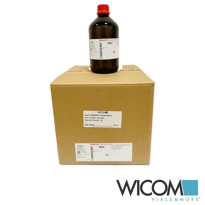 Wasser, CHROMASOLV, Gradient Grade for HPLC, manufacturer: Honeywell Box with 4 ...