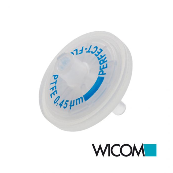 WICOM PERFECT-FLOW(r) syringe filter, PTFE Membrane, 0.45µm, 25mm, autoclavable...