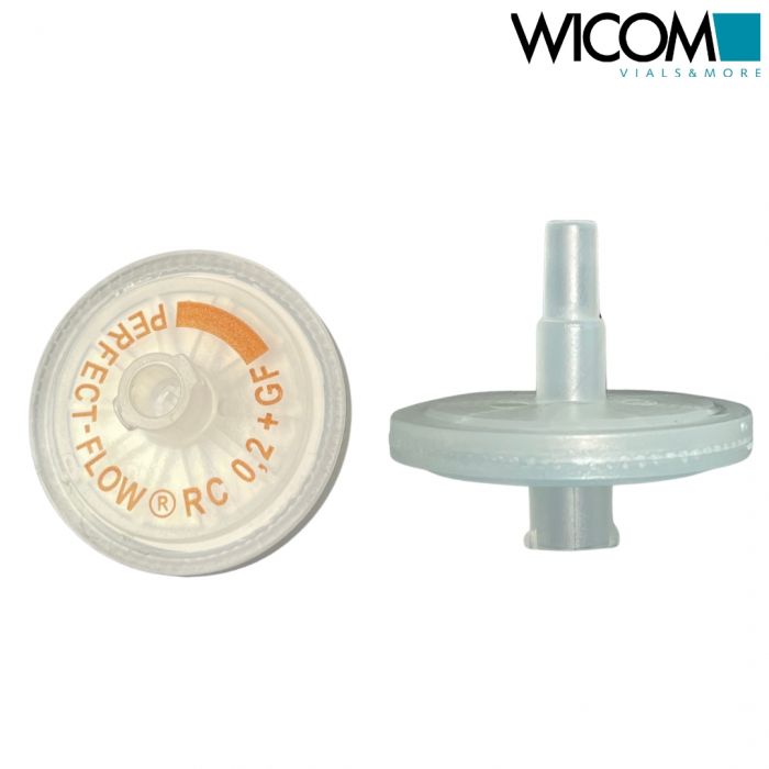 WICOM syringe filters 25mm, 0.2µm regenerated Cellulose with glass fiber pre fil...