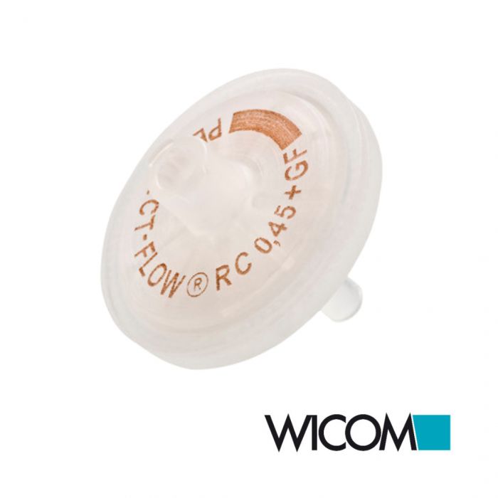WICOM syringe filter 25mm, 0.45µm RC (regenerated Cellul with GF (glass fiber) p...