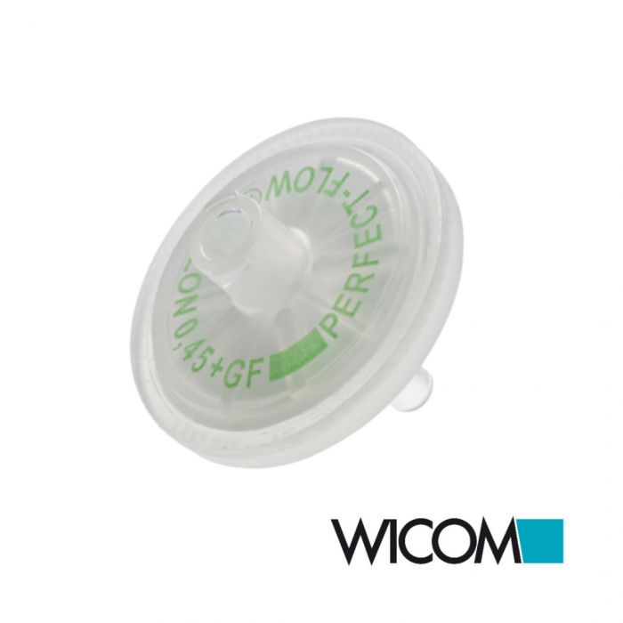 WICOM syringe filter 25mm 0.45µm Nylon with GF (glass fiber) pre filter, autocla...
