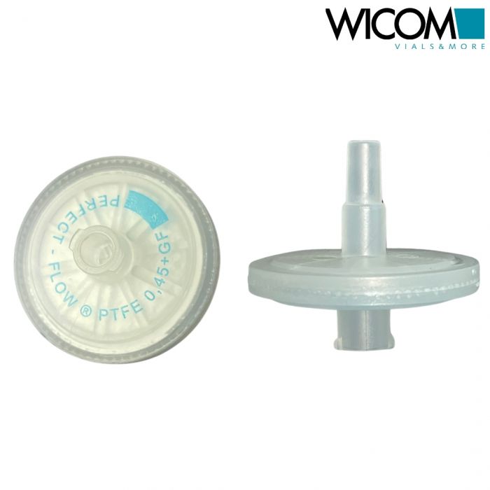 WICOM syringe filter 25mm 0.45µm PTFE with GF (glass fiber) pre filter, autoclav...