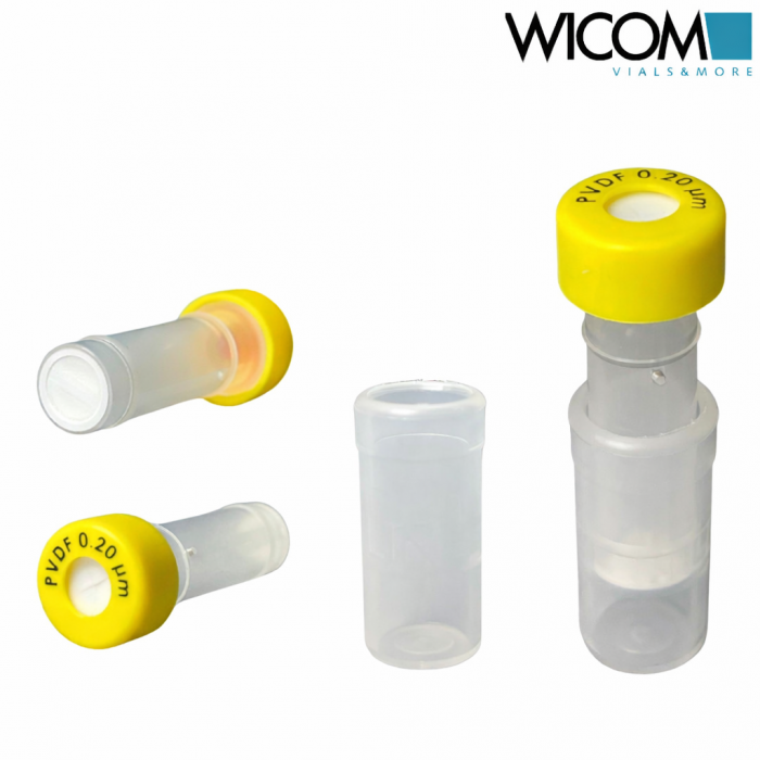 WICOM PVDF Filter Vials 0,2µm Yellow Snap cap Silikon/PTFE mit Kreuzschlitz