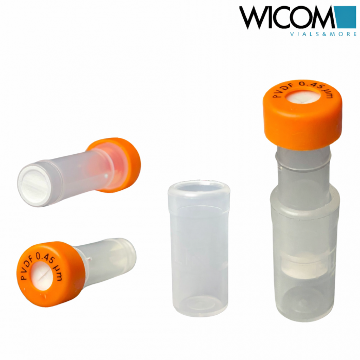 WICOM PVDF Filter Vials 0,45µm Orange Snap cap Silikon/PTFE mit Kreuzschlitz