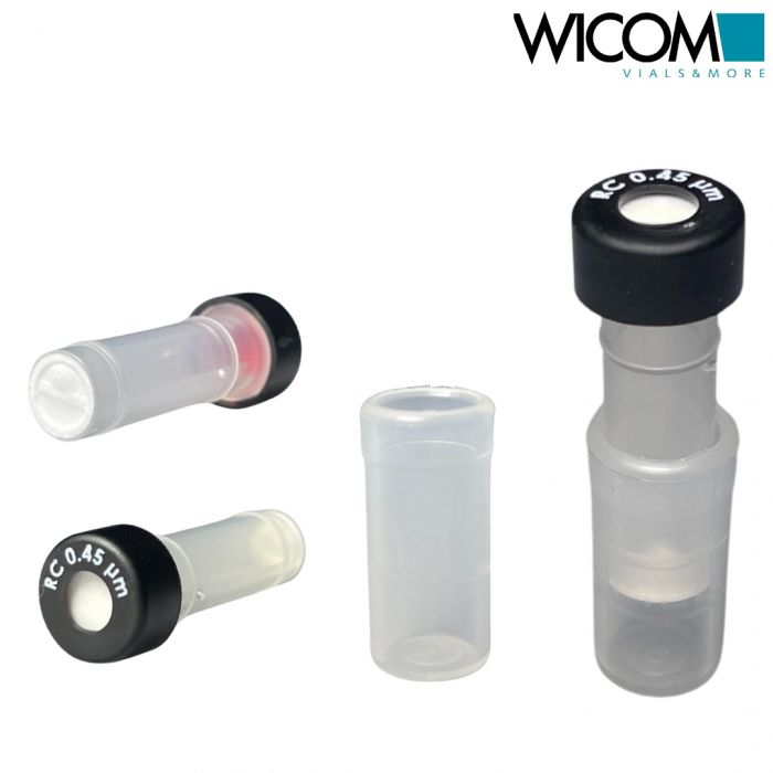 WICOM RC Filter Vials 0,45µm, schwarz Snap cap Silikon/PTFE mit Kreuzschlitz