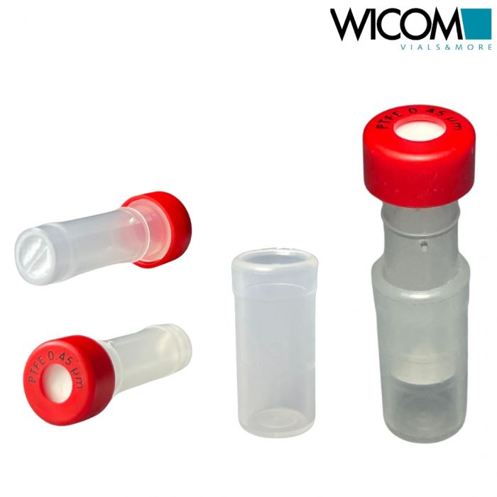 WICOM PTFE Filter vials 0,45µm Red Snap cap silicone/PTFE with cross slitted