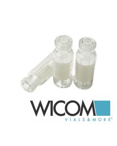 WICOM 9mm short threat screw vial, clear, with write-on patch with micro insert ...