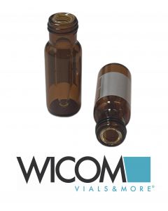 WICOM 9mm Schraubvial (Kurzgewindeflasche), Braunglas, mit Beschriftungsfeld, ra...