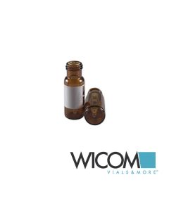 WICOM screw vial, 9mm short thread, amber glass, with write-on patch, with bonde...