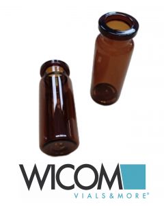 WICOM 20mm Crimp Vial (Rollrandflasche), Braunglas, 10ml, 46,0mm (H) x 22,5mm (A...