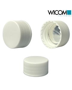 WICOM 24mm Schraubkappe, weiß, PP, ohne Loch, mit Silicon weiß/Aluminiumfolie si...