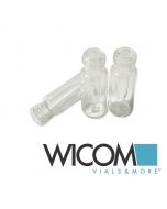 WICOM 9mm short threat screw vials, clear, with attached micro insert, 200µl LOT...