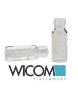 WICOM 9mm Schraubvial (Kurzgewindeflaschen), Klarglas,  2ml, mit Beschriftungsfe...