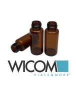 WICOM 12 ml screw vial brown glass, 18mm thread 60,5mm (H) x 25,0mm (D)