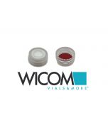 WICOM 9mm Screw cap, clear, with Silicone/PTFE septum red/white
